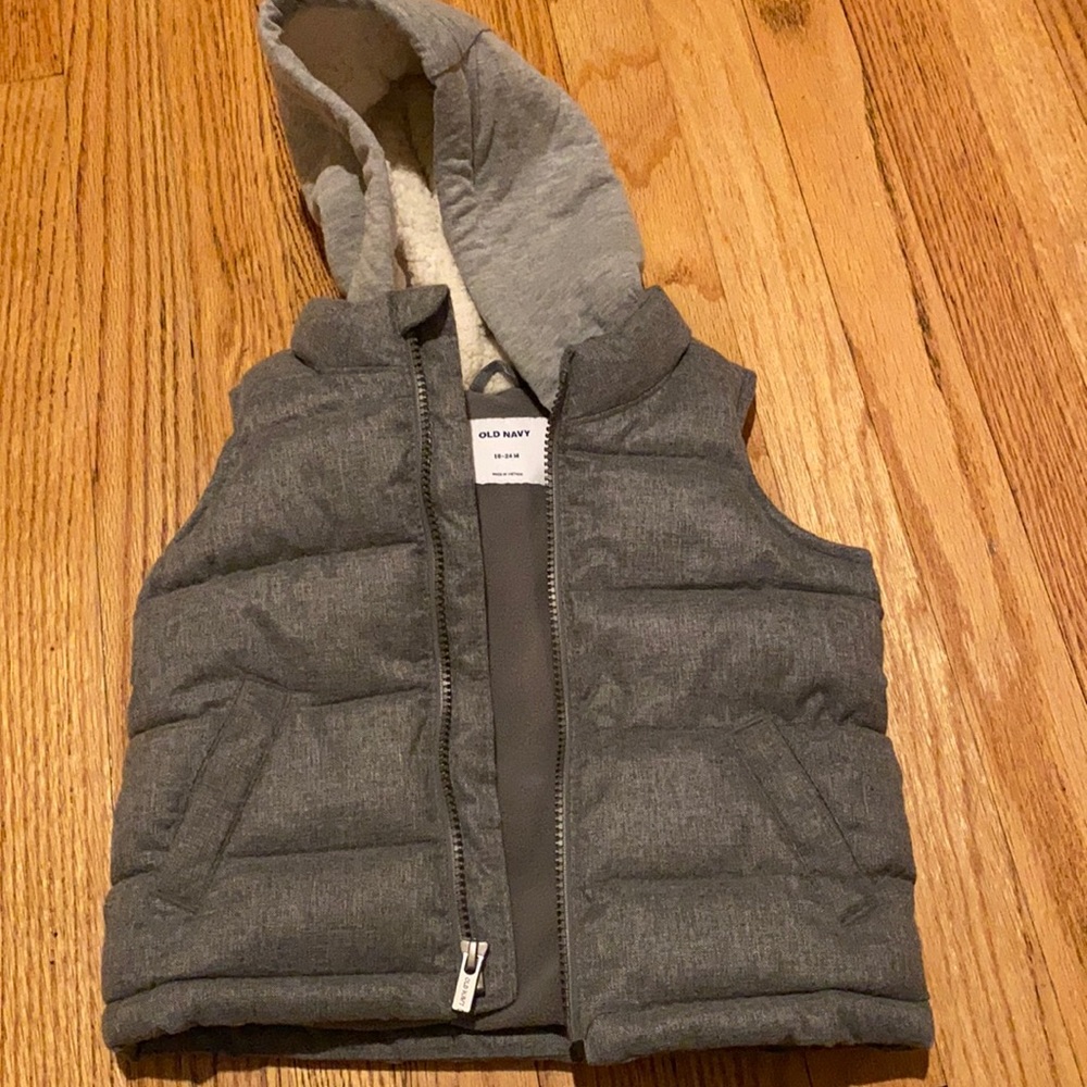 Old Navy Gray Toddler Vest with Hood.